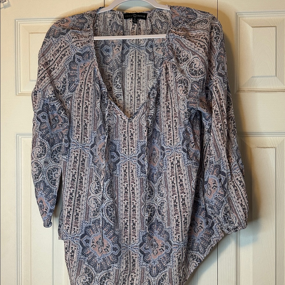 Fred David Blue and Pink Paisley Blouse